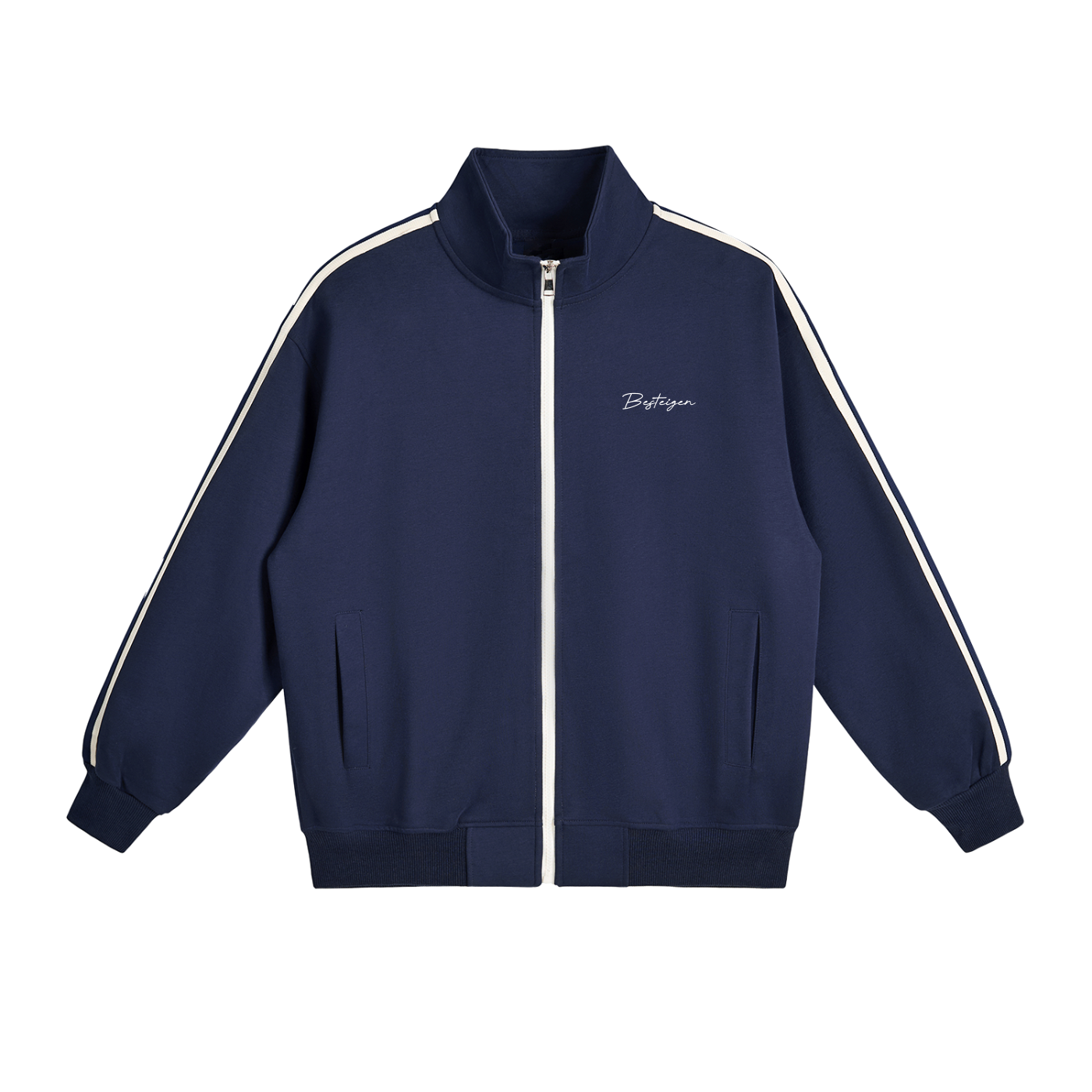 Contrast Side-Stripe Stand Collar Jacket