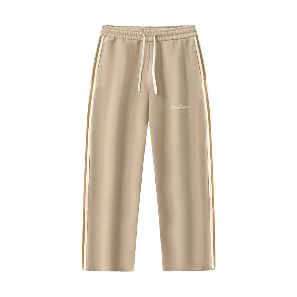 Contrast Side-Stripe Straight-Leg Pants
