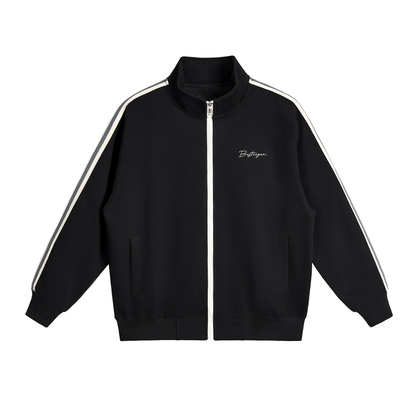 Contrast Side-Stripe Stand Collar Jacket