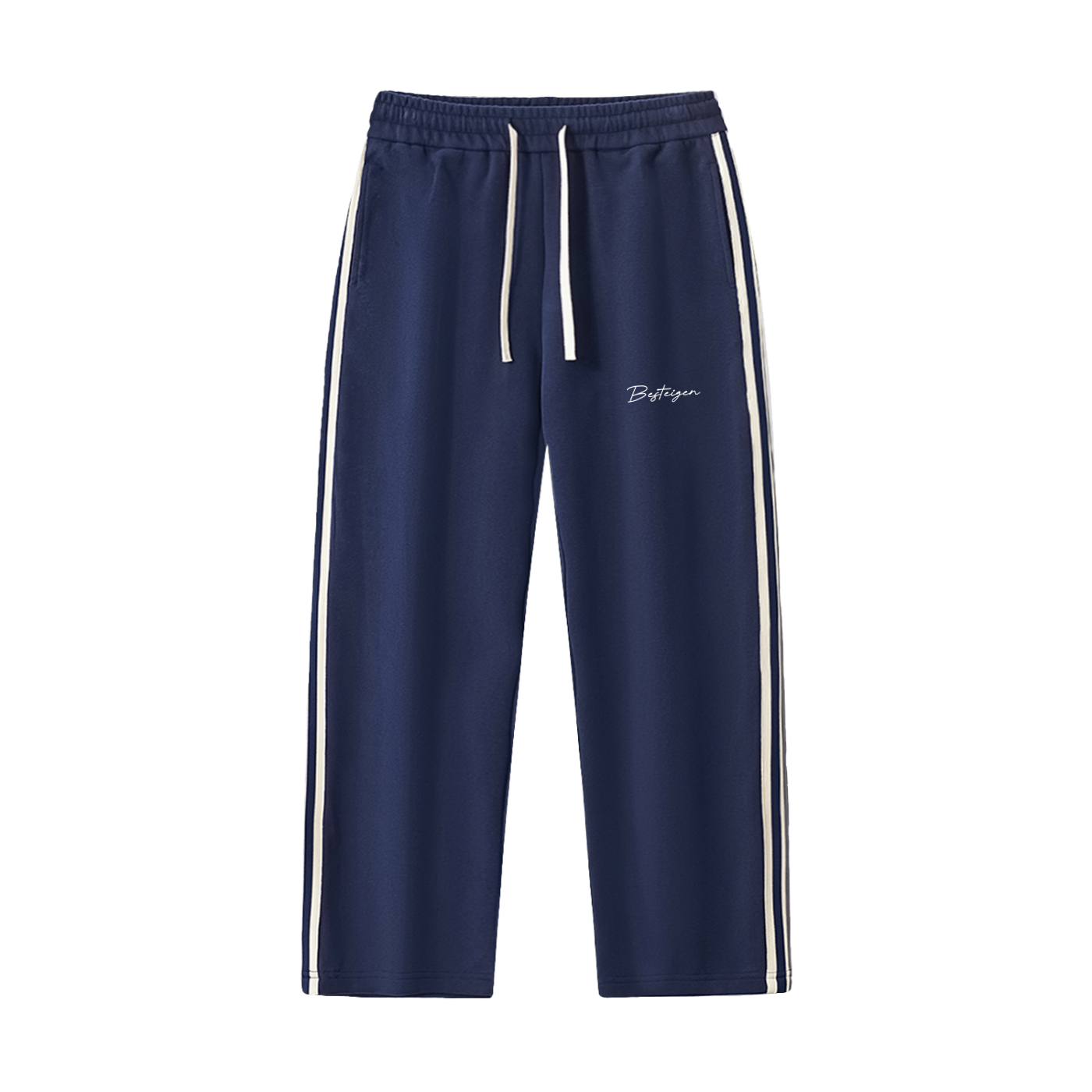 Contrast Side-Stripe Straight-Leg Pants